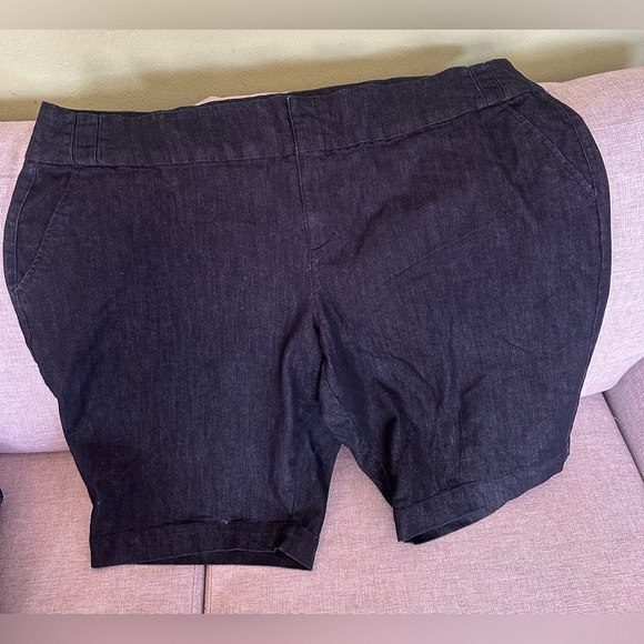 Roz & Ali Dark Blue Denim Bermuda Shorts - Picture 1 of 4